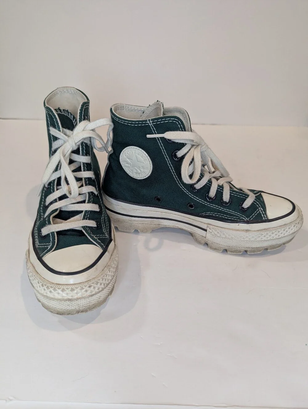 Converse Chuck Taylor All Star Green High Top Platform Chunky Tread Size 5